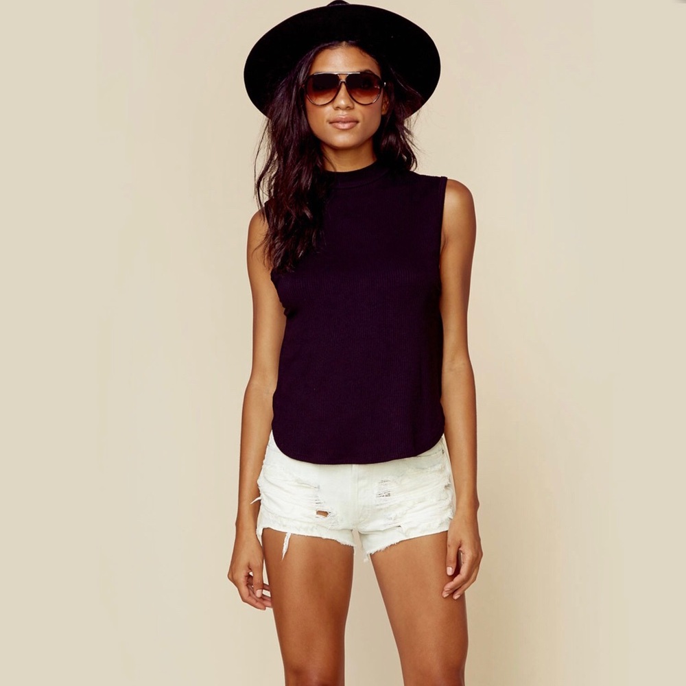 Planet Blue Open Side Mock Neck Tank